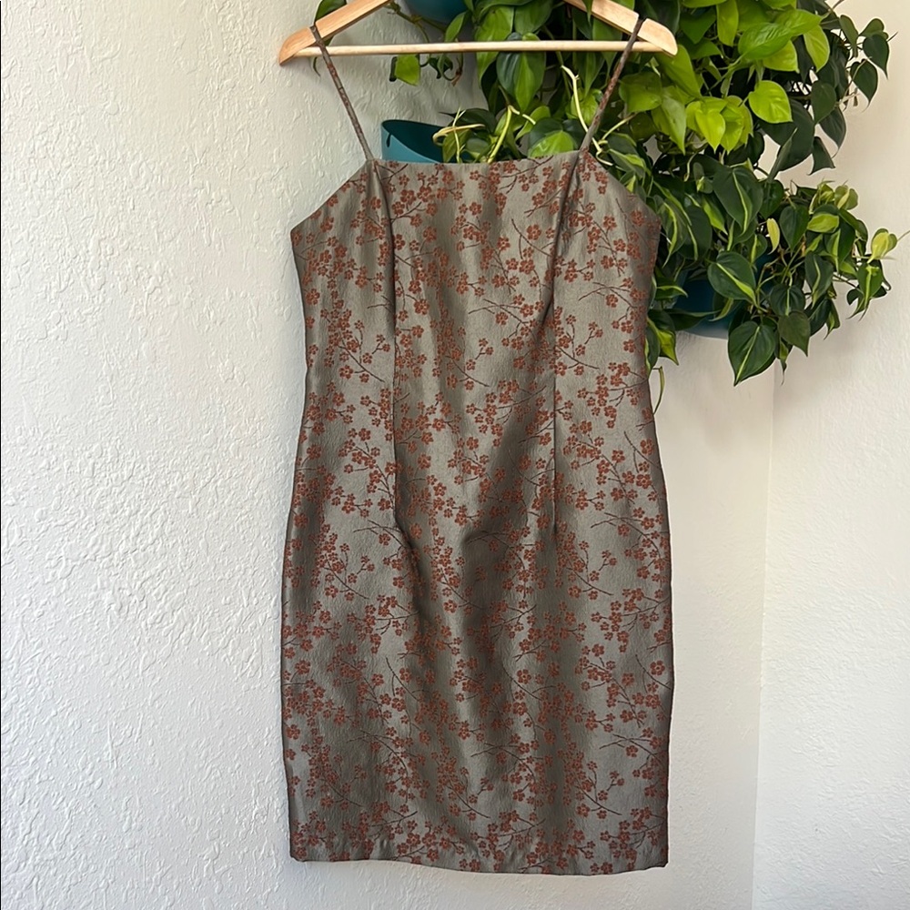 Gray and Brown Sheath Spaghetti Strap Mini Dress